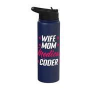 Wide Mom Medical Coder Coding Funny Apparel Stainless Steel Insulated Water Bottle