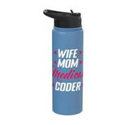 Wide Mom Medical Coder Coding Funny Apparel Stainless Steel Insulated Water Bottle