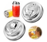 Wide Mouth Mason Jar Drinking Lids, Stainless Steel Sip Lid, 2 Pcs
