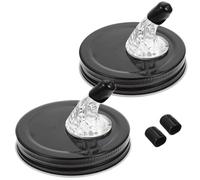 Wide Mouth Moonshine Lid,Mason Jar Pour Spout Lid for 3.38 Inch Wide Mouth Glass Jar, Rust-Proof Metal Cap and Acrylic Liquor Pouring, Dust Proof Cover, Free Flow, NO JAR,QurHapzy (Black)