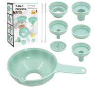 Wide Mouth Versatile Funnel, Canning Funnels for Kitchen Use, Plastic Cooking Funnel Set with 6 Size Spouts and 1 Strainers Cooking Funnels for Transferring Liquid, Fluid and Dry Ingredients