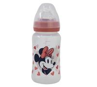 Wide Neck Bottle 240ml Silicone Teat 3 Positions Minnie Mouse Heart Full