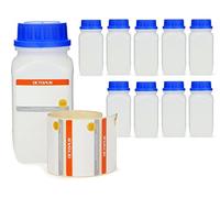 Wide-neck bottles with screw caps, chemical bottle, laboratory bottle with lid, storage container for laboratory, kitchen or hobby, pack of 10, transparent, 10x 500 ml