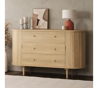 Wide Oak Chest of 3 Drawers with Cupboards - Breuer
