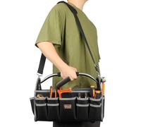 Wide Opening Tools 41x22x27cm - Waterproof Oxford Tools with Stainless Steel Handle | Rigid Base Maintenance | Professional Tool Holder Pair