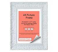 WIDE Ornate Shabby Chic Antique swept MUSE Picture/Photo/Poster frame with Perspex Sheet - Moulding 58mm Wide and 28mm Deep -Muse White Matt A4