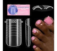 Wide Pre-etched Square Toe Dual Forms for Polygel,SINOKAME Poly Gel Toenail Forms Molds Extension Reusable,No File Needed,16 Sizes (000-13) with French Guidelines for Salon Home DIY,160Pcs