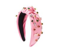 Wide Rhinestone Knotted Headband with Crown Magic Wand Top Cross Knot Hair Band Crystal Embellished Headband Elegant Jeweled Head Band Non Slip Hairband Fashion Hair Accessories
