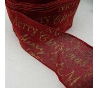 Wide Ribbon Wired Metallic Christmas Bow Cake 15 Design 38mm 63mm 2 4 Meter 424D, 63mm Burgundy Merry Christmas, 2 Metres