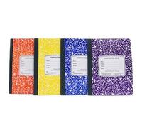 Wide Ruled Composition Notebooks - 4 Pack, Assorted Colors (Red, Yellow, Blue, Purple), 100 Sheets Each, Durable Marbled Covers for School & Office
