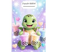 Wide Ruled Notebook: Purple Kawaii Composition Notebook With Adorable Cute Baby Turtle And Bubble Tea | For Teens, Girls, Kids, Students | Back To School Supplies | 6 X 9 | 120 Pages