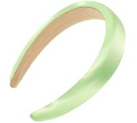 Wide Satin Headband for Women, Padded Nonslip Hair Accessory Light Green | Soft Fabric Construction, Comfortable All-day Wear, Keeps Hair Back during Makeup, Yoga Sessions or Backpacking