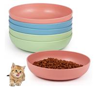 Wide & Shallow Cat Food Dish to Relieve Whisker Fatigue, 6 Packs Cat Bowls, Whisker Stress Free Cat Feeding Plates, for Cats, Kittens, Puppies, Dishwasher Safe