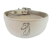 Wide Sighthound Leather Collar, Padded, Handmade, for Iggy, Whippet and Greyhound, NL16