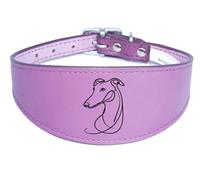 Wide Sighthound Leather Collar, Padded, Handmade, for Iggy, Whippet and Greyhound, NL16