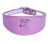 Wide Sighthound Leather Collar, Padded, Handmade for Iggy, Whippet and Greyhound NL21