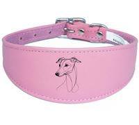 Wide Sighthound Leather Collar, Padded, Handmade for Iggy, Whippet and Greyhound NL21