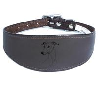 Wide Sighthound Leather Collar, Padded, Handmade for Iggy, Whippet and Greyhound NL21