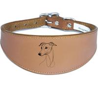 Wide Sighthound Leather Collar, Padded, Handmade for Iggy, Whippet and Greyhound NL21