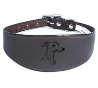 Wide Sighthound Leather Collar, Padded, Handmade, for Iggy, Whippet and Greyhound, NL29