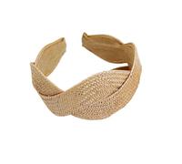 Wide solid colour fashion grass braided hair bands in Europe and the United States new personality braided hair pressure hairdband hair accessories female(Yellow)