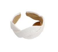 Wide solid colour fashion grass braided hair bands in Europe and the United States new personality braided hair pressure hairdband hair accessories female(Beige)
