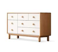 Wide Solid Wood Dresser for Bedroom & Living Room - 5 Drawer Storage Cabinet with Door, Stylish Home Office Chest of Drawers, Versatile Furniture Solution