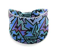 Wide Sports Headband for Women, Sweat Absorbing & Quick Drying, High Elasticity Bohemian Plaid Pattern Yoga Headwrap - Stretchy Breathable Hair Accessory for Running, Gym, Fitness, Daily Wear Blue