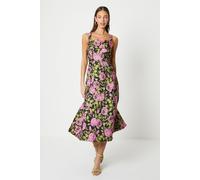Wide Strap Jacquard Midi Dress Coast Black 16