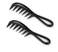Wide Teeth Comb for Curly Hair, 2Pcs | Smooth Teeth Glide Through Thick Waves, ABS Body Resists Breaking, 40g Travel Size