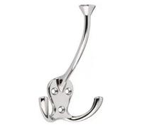 Wide Tip Triple Prong Hat & Coat Hook - Polished Chrome - Wall/door Mountable - Decohooks