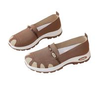 Wide Toe Box Shoes Womens Women's Breathable Knit Casual Shoes Comfortable Flat Slip On Loafers for Walking Shopping and Home Wear All Year Round Coffee