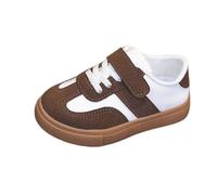 Wide Toe Box Trainers for Kids Slip On Running Trainer Children's Cute Bowknot School Walking Sneakers Girls Boys Sports Hiking Joggers Football Flats Cricket Shoes Brown