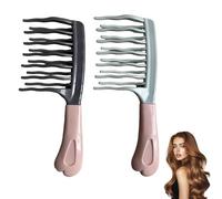 Wide Tooth Comb - 2 Pack Wide Tooth Comb for Curls, Double-Row Wavy Combs with Ergonomic Handle, Ideal for Curly, Wavy & Long Hair, Hairdressing Styling Tool for Women & Men, Perm Comb, Wave Comb