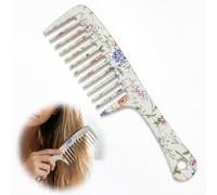 Wide Tooth Comb, Floral Fantasy Detangling Comb For Thick And Wavy Hair, Afro Comb With Curved Pin Design, Wide Tooth Comb For Curls, Ideal Shower Comb For Wet Hair For Women And Men