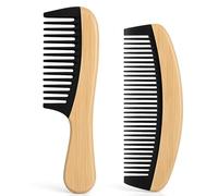Wide Tooth Comb for Curls, 2 PCS Anti-Static Large Bamboo Detangling Combs with Fine Tooth Comb for Women Curly Wavy Wet Hair Products Care Tools