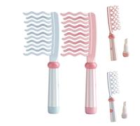 Wide Tooth Comb for Curly, Detangling Comb with Double Row Wavy Tooth and Ergonomic Handle for Long/Thick Dry/Wet Hair for Women/Girl without Straighten the Curl Hair Style (Pink/Blue)