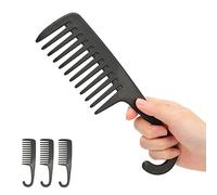 Wide Tooth Shower Comb Set with Hook for Home Beauty Salon - Hangable Detangler Comb to Reduce - ABS Material, 3 Pack