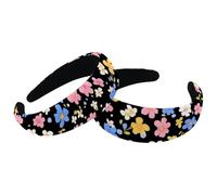 Wide Top Turban Velvet Hair Bands, Colorful Ditsy Flower Pattern Fashion Head Wrap, Hair Head Bands Elastic Headband for Women, 2 Size, Set of 2