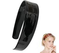Wide Tortoise Shell Headband with Teeth, Premium Acetate Non-Slip Hair Band for Women, Flexible Leopard Grip for Makeup & Office, Pain-Free All-Day Wear (Black)