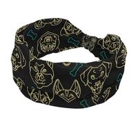 Wide Turban Headband Women’s Headbands Elastic Soft Head Bands Dog Head Bone Dark Background Non Slip Hairband for Yoga Workout Sport Running