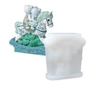 Wide Uses Bear Couple Riding Horse Mold - Silicone Flexible Easy Release Tool | for Concrete Plaster Clay Epoxy Resin Adults Family Boyfriend Girlfriend DIY Craft Decoration Project