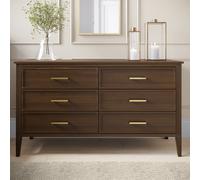 Wide Walnut Chest of 6 Drawers - Delilah