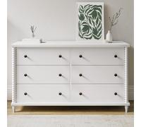 Wide White Bobbin Chest of 6 Drawers - Alma