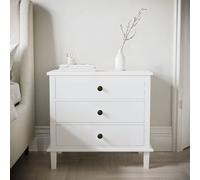 Wide White Wooden 3 Drawer Bedside Table Marlowe