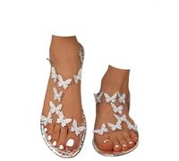 Wide Width Sandals For Women Uk 2026,Butterfly Rhinestone T-Strap Sparkly Sandal Orthopedic Elastic Ankle Strap Slippers Dressy Beach Summer Lightweight Casual Walking Wedding Shoes For Bride