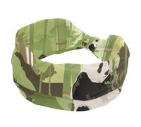 Wide Women’s Headbands Elastic Headband Non-Slip Hairband Panda Bamboo Waterfall Forest Tree Moisture-Wicking Workout Head Band for Yoga, Gym, Running, Fitness, Sport