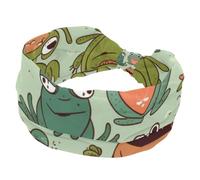 Wide Womens Headband, Sweat Absorbing Sports Hairband, Elastic Soft Hairwrap, Funny Frogs Yoga Headband, Fashion Hair Accessory