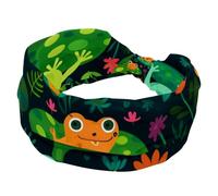 Wide Womens Headband, Sweat Absorbing Sports Yoga Headband, Funny Cartoon Frogs with Lotus Leaves Elastic Soft Hairwrap, Fashion Hair Accessory