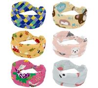 Wide Womens Headbands Cute Cartoon Bear Pattern 6 PCS Elastic Hairband Non-Slip Headband Sweatband Yoga Head Band for Workout, Gym, Running, Fitness, Sport